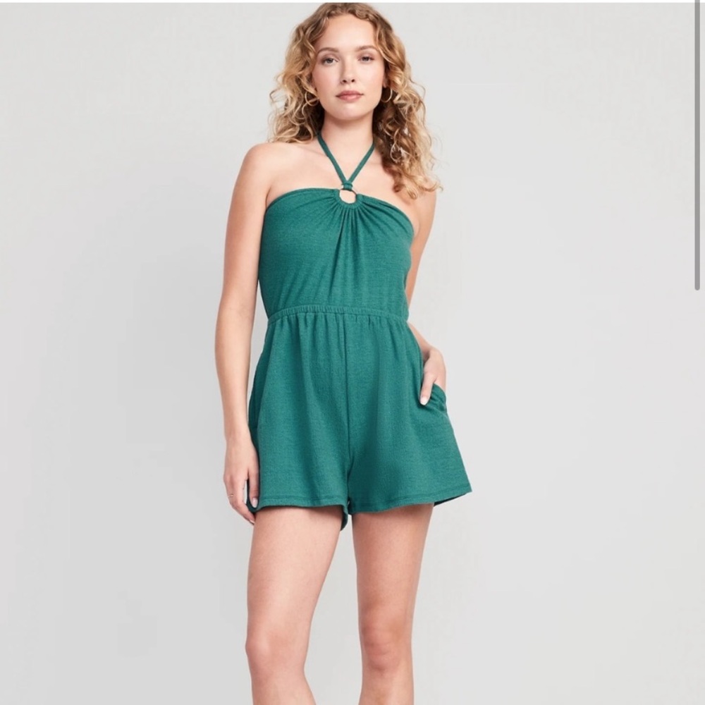 Old Navy ocean wave green wooden o-ring romper size medium - Picture 6 of 9